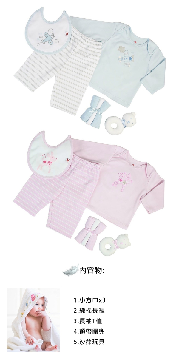 美國Elegant kids彌月禮盒-藍色飛機7件式禮盒